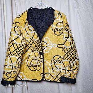 Trimdin Yellow & Black Reversible Quilted Jacket Vintage Y2k Excellent Condition